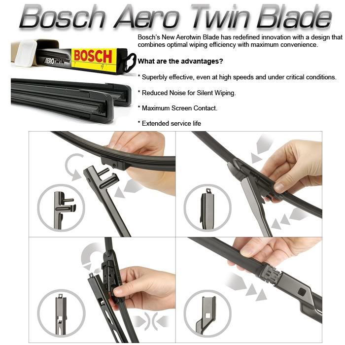 BOSCH AERO AEROTWIN FLAT Front Wiper Blades For: PEUGEOT 308 SW I (T7) (08-14)