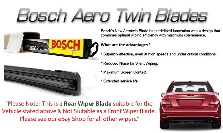 BOSCH REAR AEROTWIN / AERO RETRO FLAT Wiper Blade For: VW CARAVELLE T5 (03-)